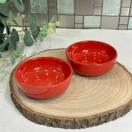 Red Ceramic Dipping Bowls - Set of 2