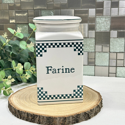 Vintage French "Farine" Storage Jar - Ceramic Flour Canister