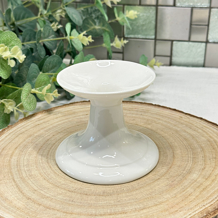 White Ceramic Pedestal Candle Holder Dinner Candle Pillar Candle Holder