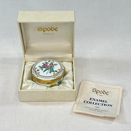 Spode Enamel Trinket Box Salvia Rhododendron New in Box Rare