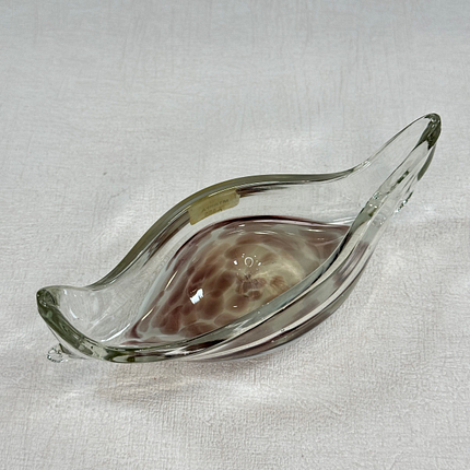 Vintage Mtarfa Glass Boat Bowl Malta Hand Blown 1980s Ornament