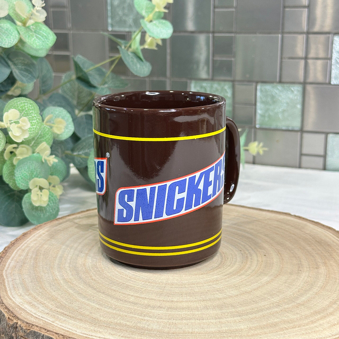 Vintage Snickers Chocolate Bar Mug - Brown with Yellow Stripes