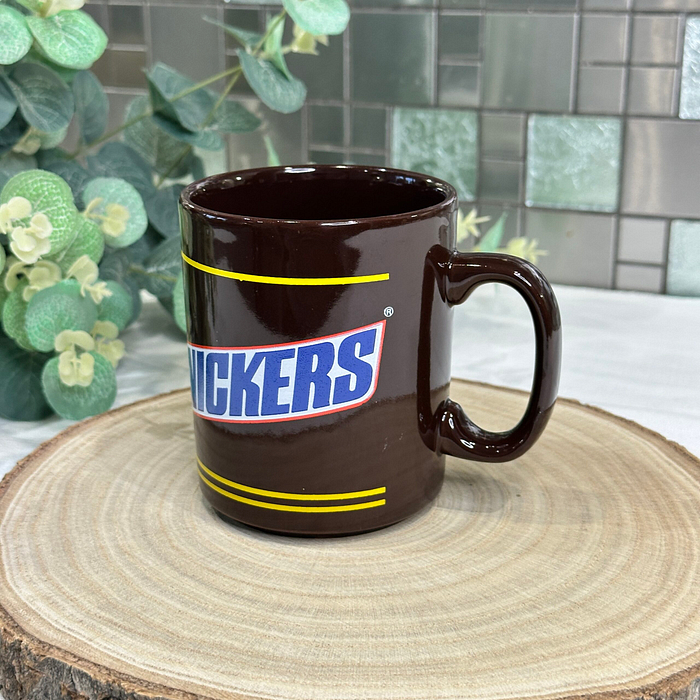 Vintage Snickers Chocolate Bar Mug - Brown with Yellow Stripes