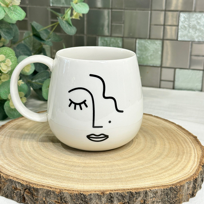 Sass & Belle Abstract Face Mug - Monochrome Porcelain