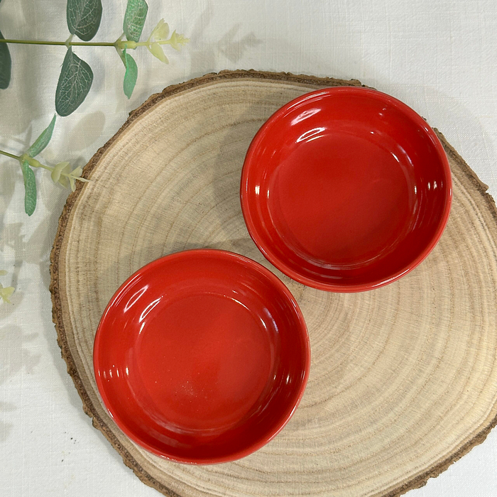 Red Ceramic Dipping Bowls - Set of 2