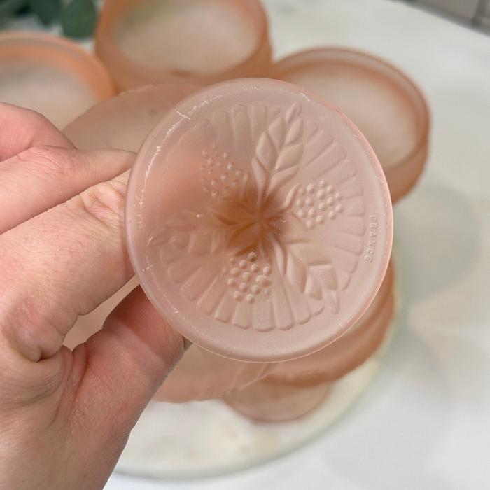 Vintage Pink Frosted Depression Glass Dessert Bowls c1920s - Set of 6