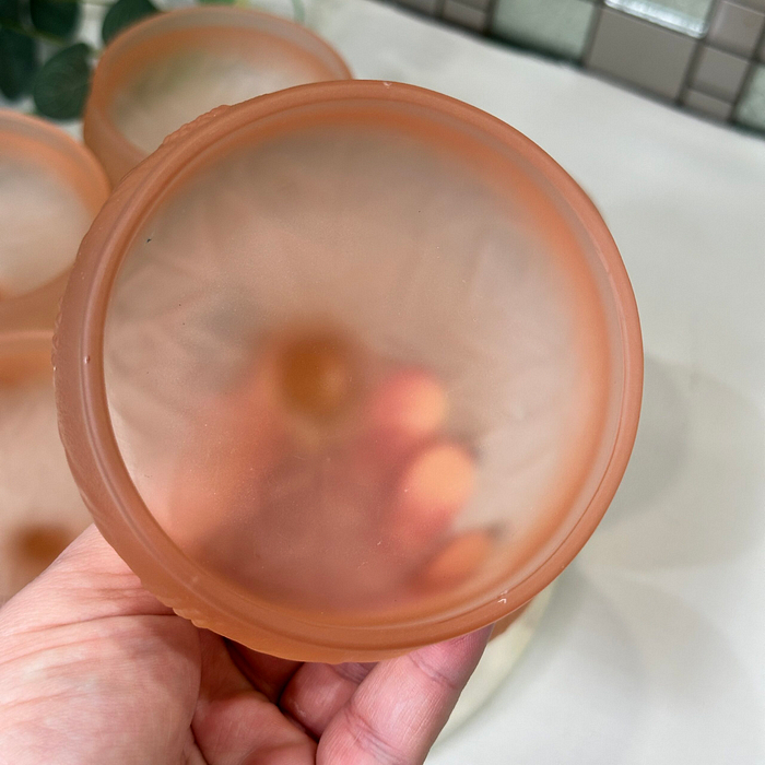 Vintage Pink Frosted Depression Glass Dessert Bowls c1920s - Set of 6