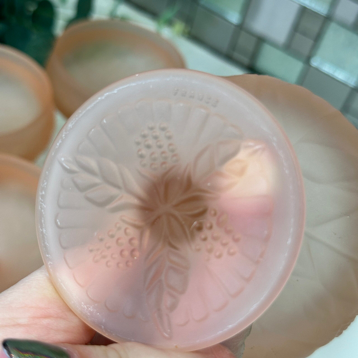 Vintage Pink Frosted Depression Glass Dessert Bowls c1920s - Set of 6