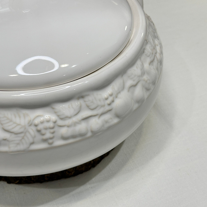 Vintage Marks & Spencer Lidded Tureen - White with Fruit Embossing