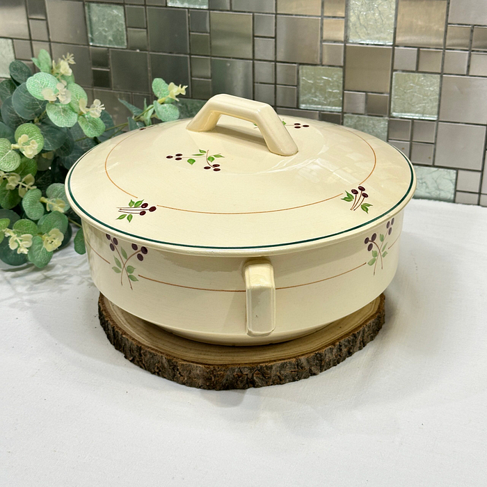 Vintage Moulin des Loups Tureen - French Faience Serving Dish with Cherries