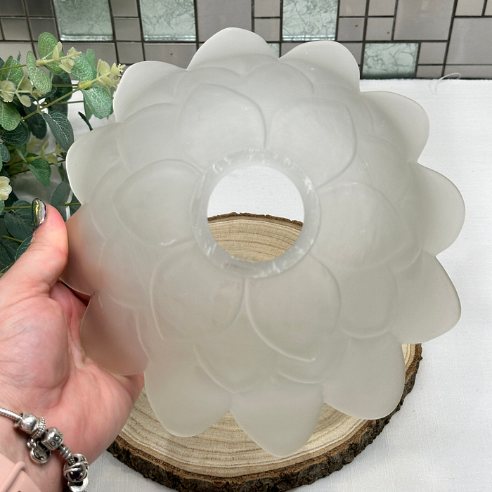 Vintage French Glass Lampshade - Frosted Artichoke Leaf Design