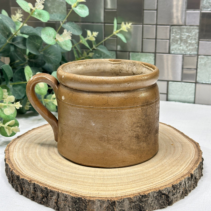 Antique French Confit Pot - Brown Glazed Stoneware, Rustic Kitchen Decor