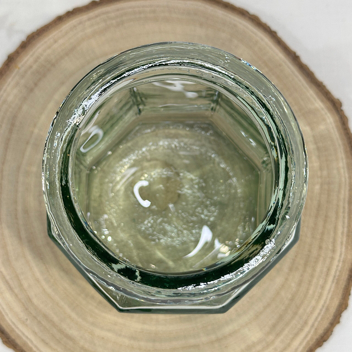 Vintage Green Glass Storage Jar with Cork Lid - Octagonal