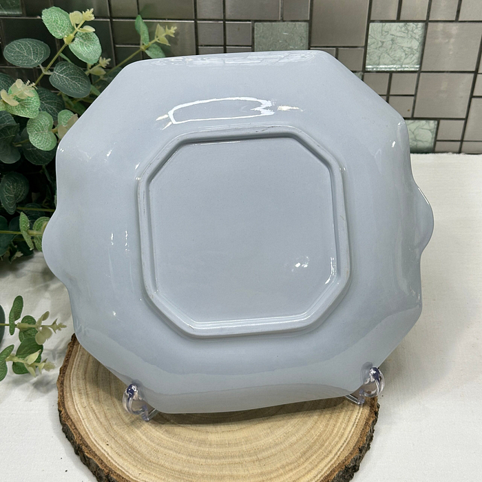 Vintage Hexagonal Serving Platter with Handles - White Porcelain