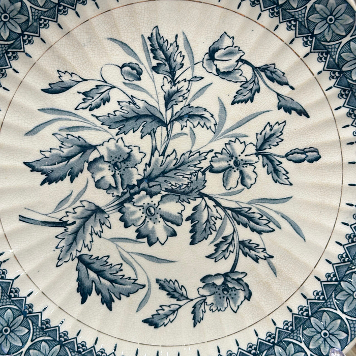 Antique Blue & White Transferware Platter - 19th Century Serving Dish