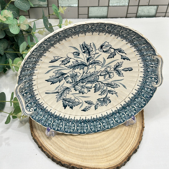 Antique Blue & White Transferware Platter - 19th Century Serving Dish