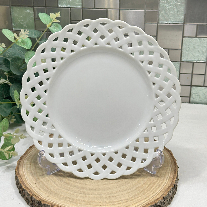 Antique Carl Tielsch Reticulated Plate - White Porcelain