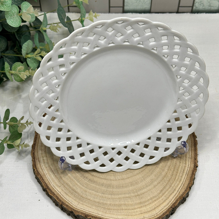 Antique Carl Tielsch Reticulated Plate - White Porcelain