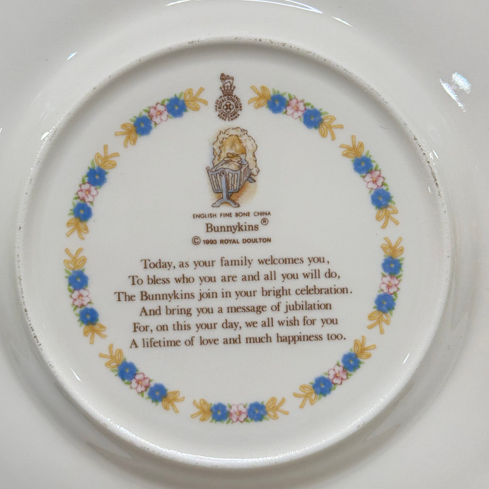 Royal Doulton Bunnykins Christening Plate - Vintage Fine Bone China