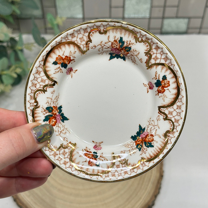 Vintage Mason's Grosvenor Gold Floral Trinket Dish - Bone China