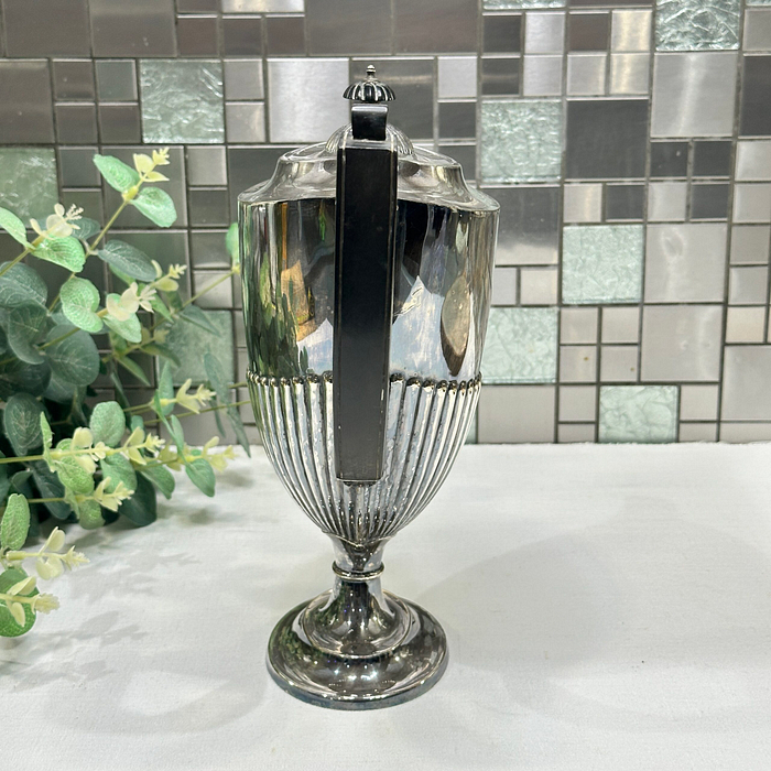 Vintage Silver Plated Coffee Pot - Ribbed, Bakelite Handle, Art Deco Style