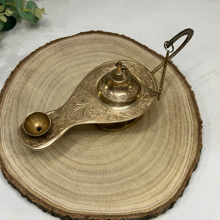 Vintage Brass Genie Lamp - Oil Lamp or Incense Burner