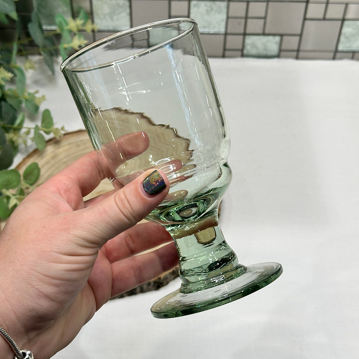 Recycled Green Glass Goblet - 300ml Wine Water Tumbler