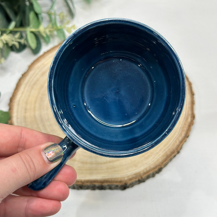 Vintage Blue John Pottery Soup Bowl Cup Handle 1960s/70s