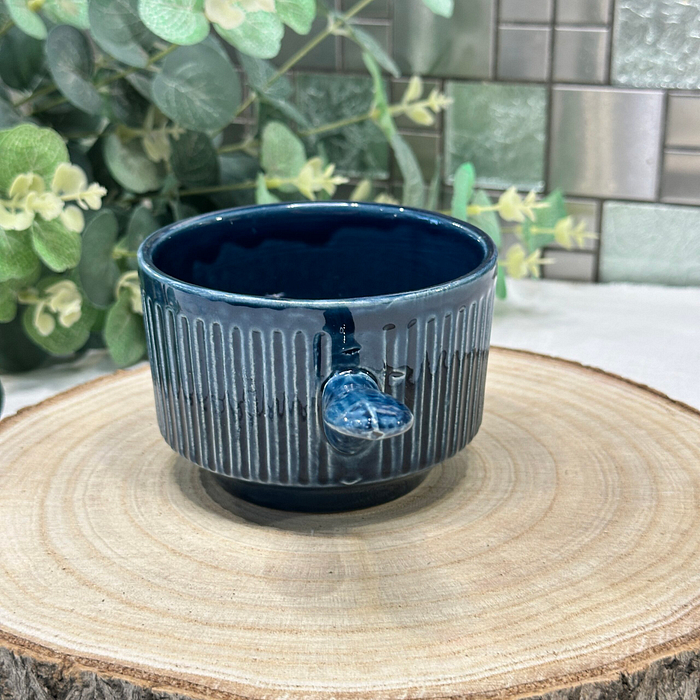 Vintage Blue John Pottery Soup Bowl Cup Handle 1960s/70s