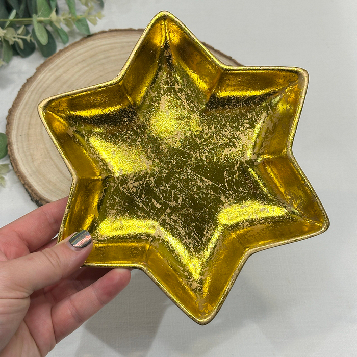 Gold Star Bowl Decorative Centrepiece Dish Gold Leaf Interior