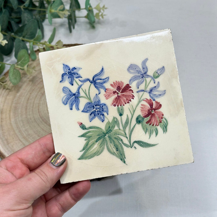 Vintage Packard & Ord Hand-Painted Floral Tile H&G Thynne Blank c1950