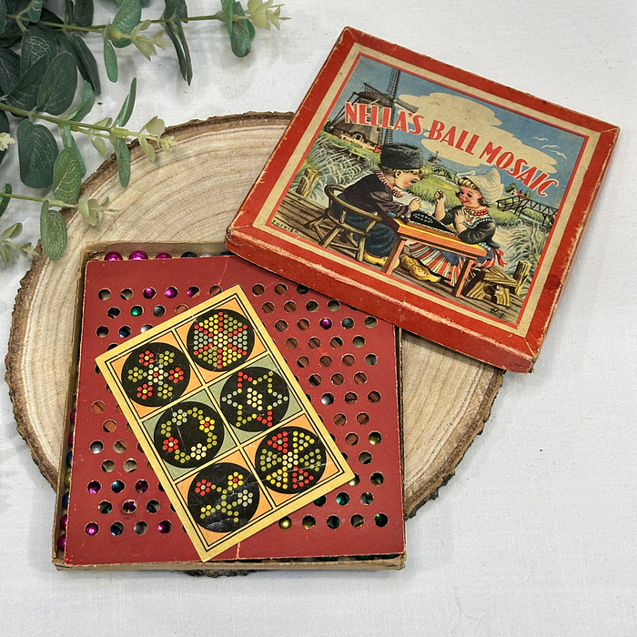 Vintage Nella's Ball Mosaic Game 1940s Children's Toy Collectible Boxed