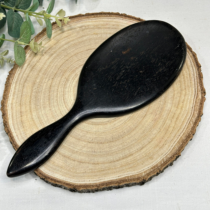 Antique Ebony Hand Mirror Oval Bevelled Glass 1920s/30s Vintage