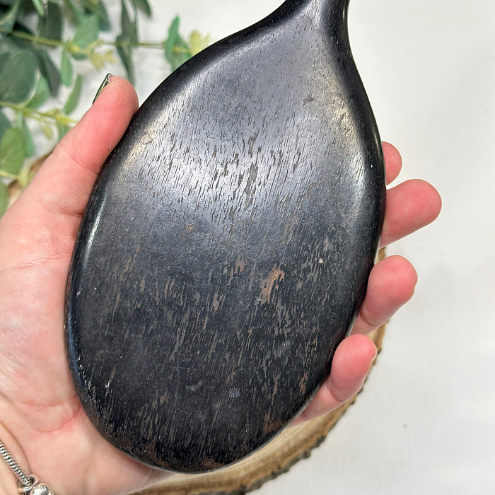 Antique Ebony Hand Mirror Oval Bevelled Glass 1920s/30s Vintage