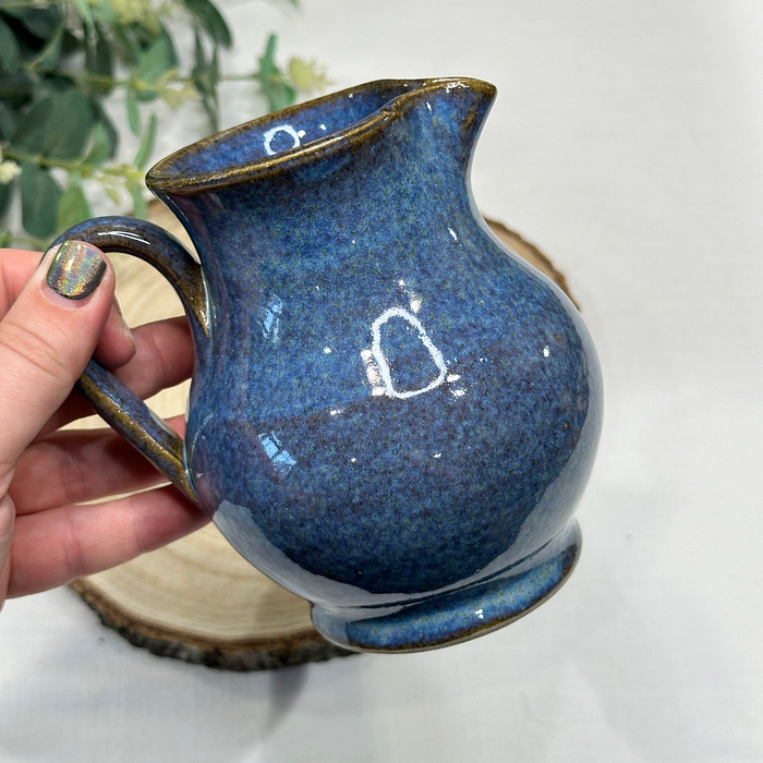 Studio Pottery Blue Glazed Jug Small Pitcher Milk Jug Cobalt Blue