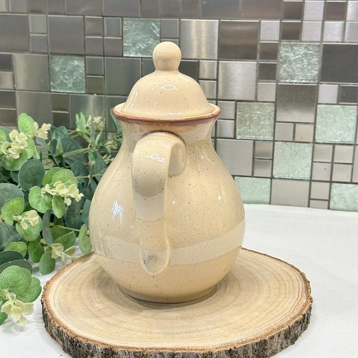 Vintage Tulowice Poland Coffee Pot Mid Century Sandstone Beige Speckled