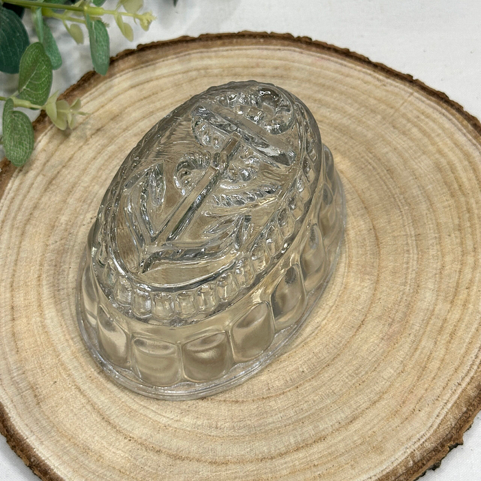 Vintage Royal Navy Jelly Mould Clear Glass Anchor Nautical Cloche