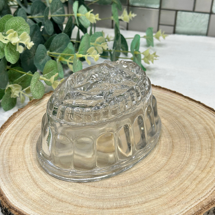 Vintage Royal Navy Jelly Mould Clear Glass Anchor Nautical Cloche