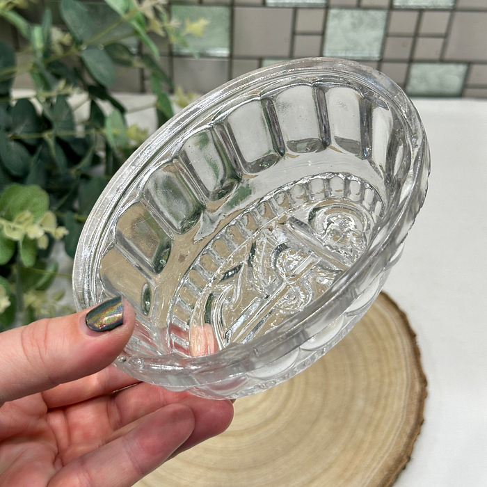 Vintage Royal Navy Jelly Mould Clear Glass Anchor Nautical Cloche