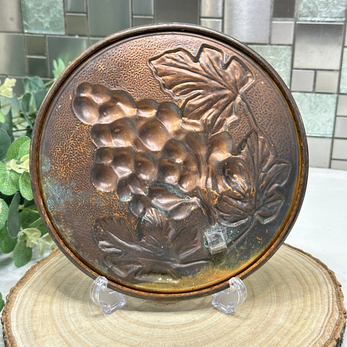 Vintage Copper Wall Plaque Grape Design Pressed Copper Kitchen Decor