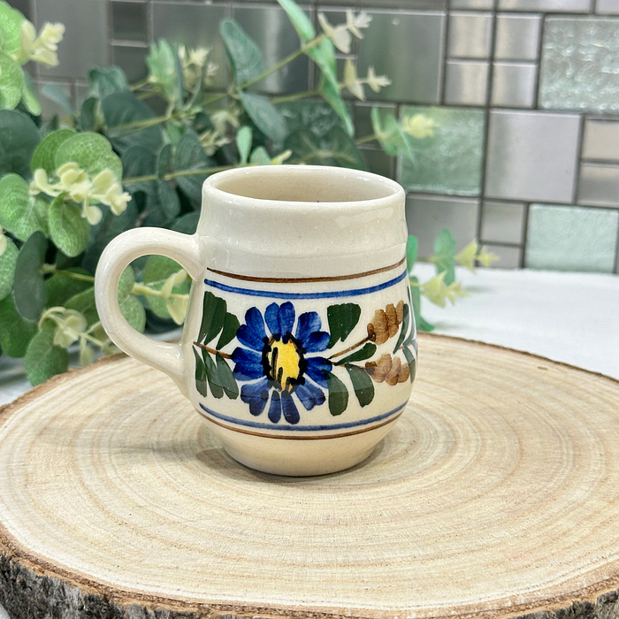 Vintage Hand-Painted Floral Pitcher & 2 Mugs Set Ceramic Folk Art