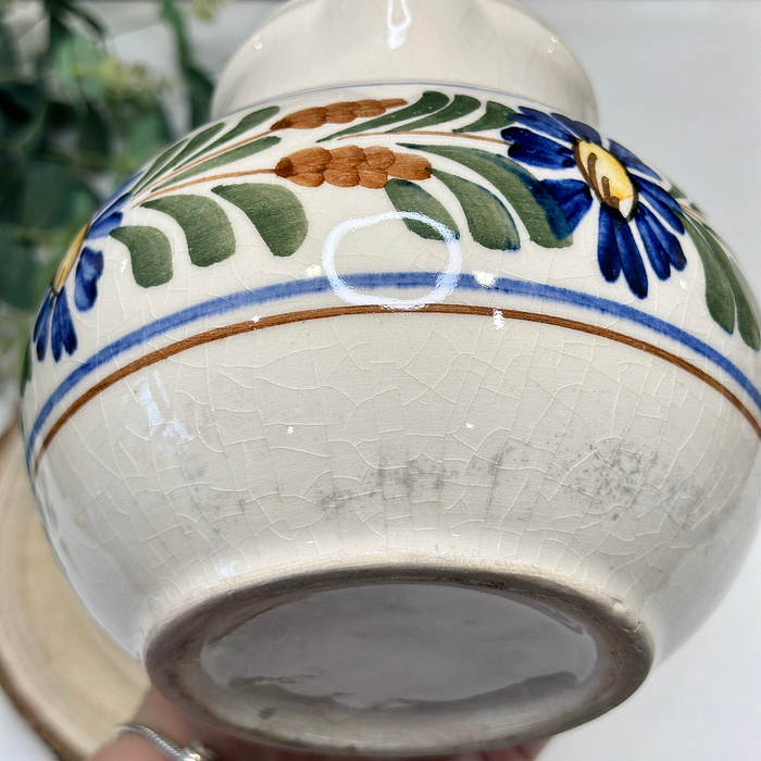 Vintage Hand-Painted Floral Pitcher & 2 Mugs Set Ceramic Folk Art