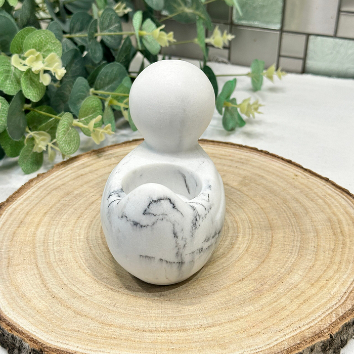 Marble Effect Duck Tealight Holder Resin White Grey Nautical Bathroom