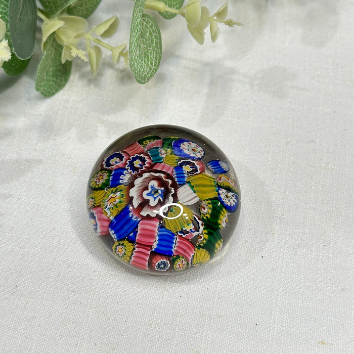 Vintage Murano Millefiori Paperweight Colourful Art Glass End of Day