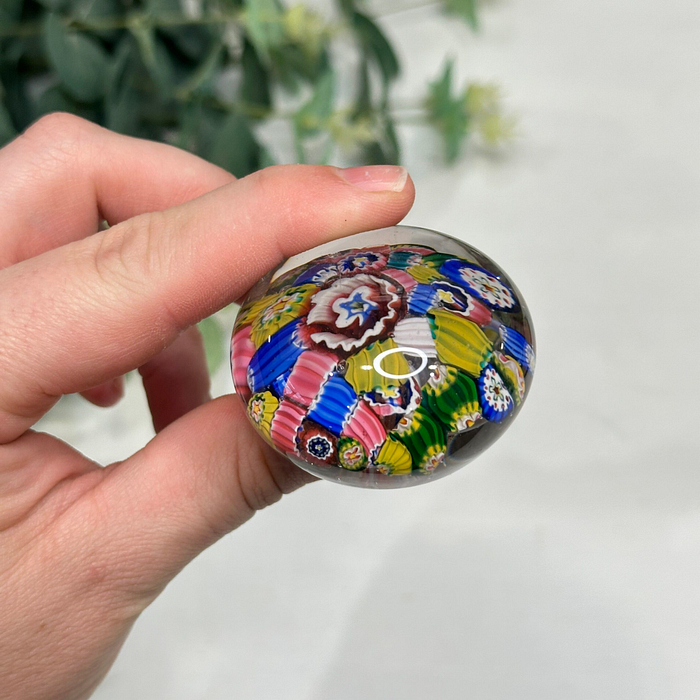 Vintage Murano Millefiori Paperweight Colourful Art Glass End of Day