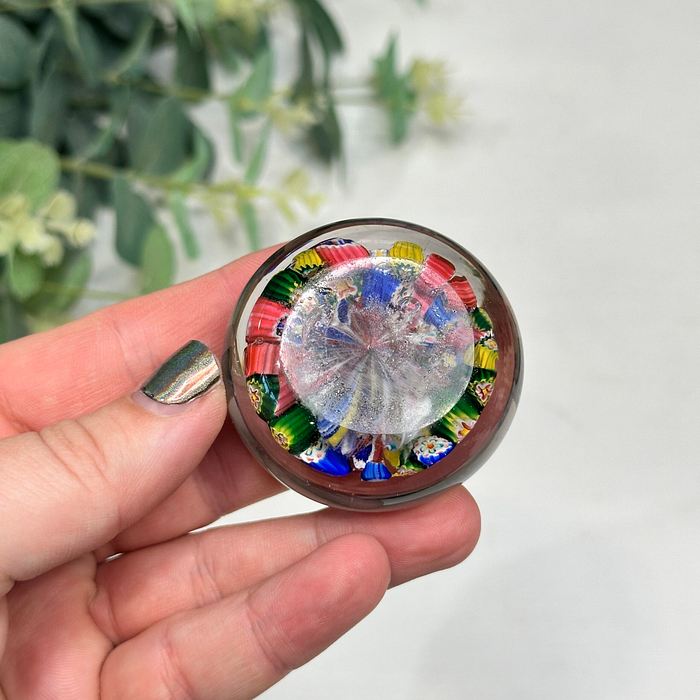 Vintage Murano Millefiori Paperweight Colourful Art Glass End of Day