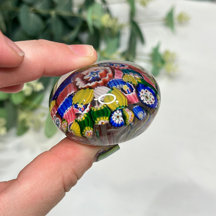 Vintage Murano Millefiori Paperweight Colourful Art Glass End of Day