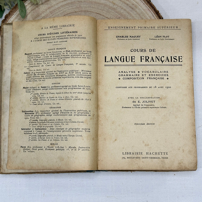 Vintage French Language Book 1920 Hachette Grammar Textbook 13th Ed