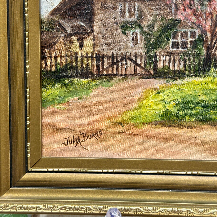 Julia Burks Oil Painting Sussex Cottage Harting Framed Landscape Art