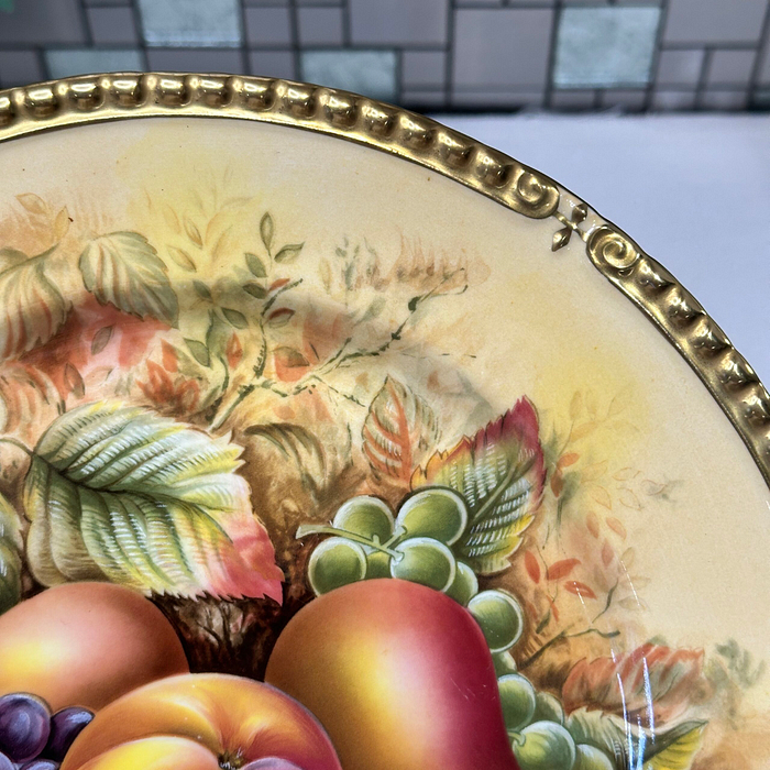 Aynsley Orchard Gold Plate Large Vintage Fruit Decor Bone China 1950s